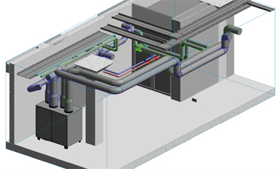 Uitgewerkte 3D scan gebouwinstallaties 3D model